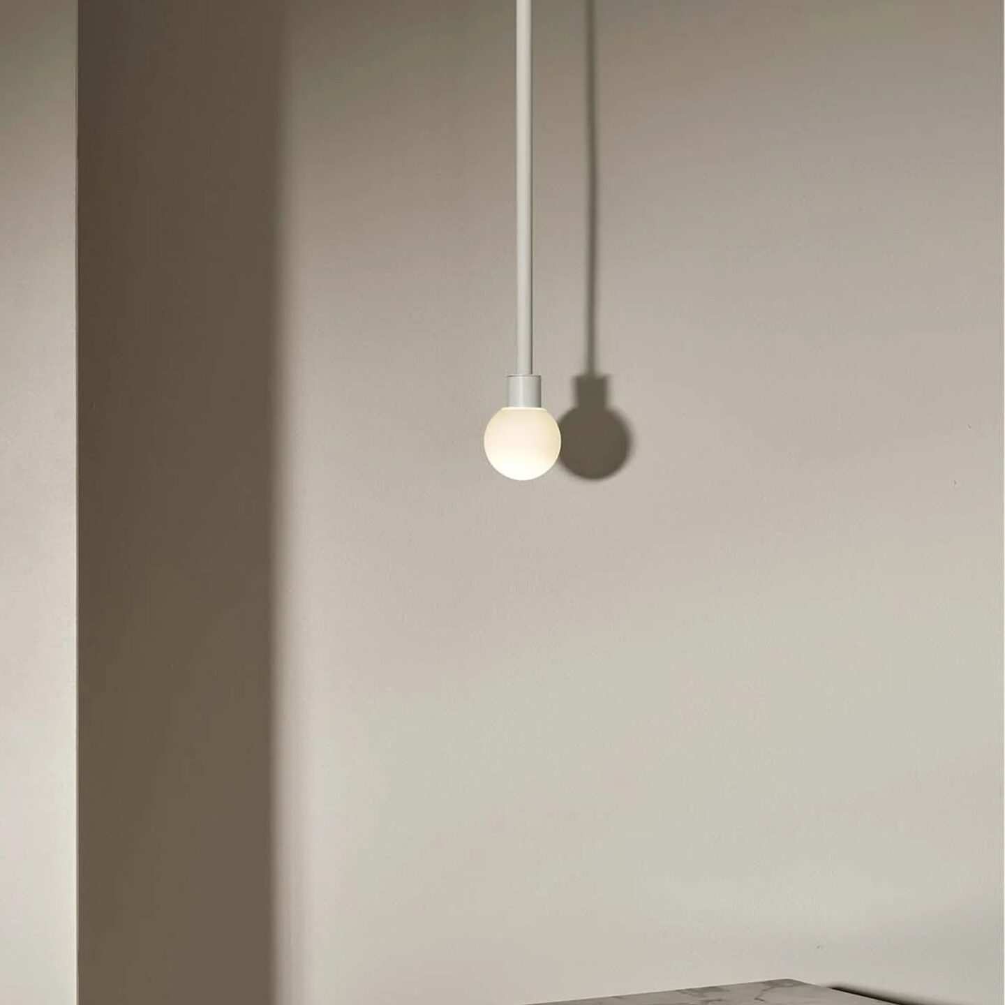 Orb Pendant Mini White Satin Solid Rod